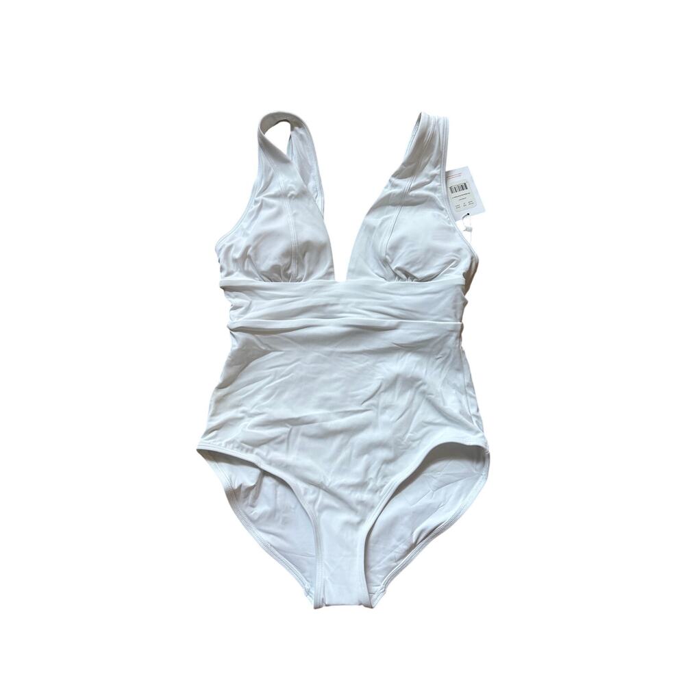 NWT Andie mykonos white eco nylon plunge one piece size tall torso small - Picture 5 of 11